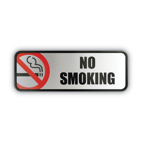 Office Jansan | Cosco 098207 9 in. x 3 in. No Smoking Brushed Metal Office Sign - Silver image number 0