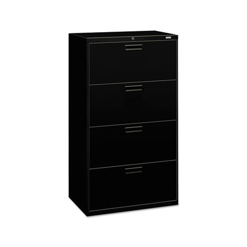  | HON H574.L.PCS1 500 Series 30 in. x 19.25 in. x 53.25 in. 4 Drawer Lateral File Cabinet - Black image number 0