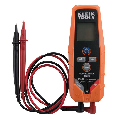 Klein Tools ET250 2V to 600V Cordless AC/DC Voltage/Continuity Tester Kit with 3 AAA Batteries image number 0
