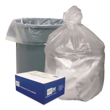 Good 'n Tuff 24 in. x 24 in. 10-Gallon 6 mic. Waste Can Liners - Natural (1000/Carton)