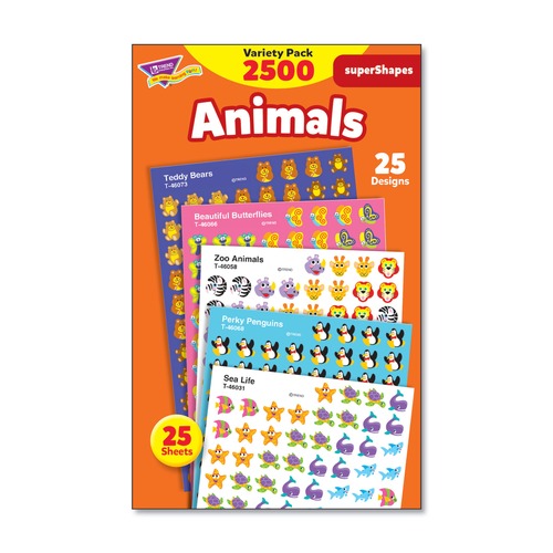 Office & Office Supplies | TREND T46904 superSpots and superShapes Animal Antics Sticker Packs - Assorted Colors image number 0