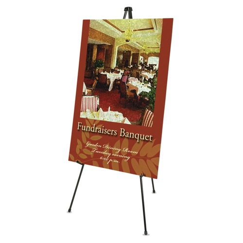Office Jansan | Quartet 27E 25 in. - 63 in. High Heavy-Duty Steel Adjustable Instant Easel Stand - Black image number 0