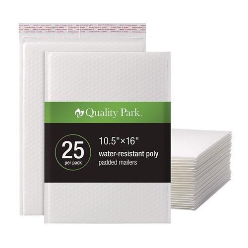 Office & Office Supplies | Quality Park QUA95011 10.5 x 15 Redi-Seal Adhesive Poly Bubble Mailers - White (25/Pack) image number 0