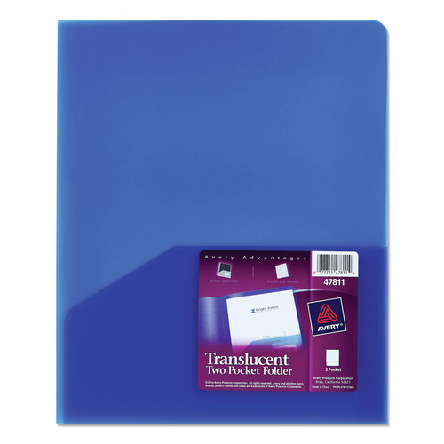 Mothers Day Sale! Save an Extra 10% off your order | Avery 47811 11 in. x 8.5 in. 20 Sheet Capacity 2-Pocket Plastic Folder - Translucent Blue image number 0