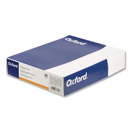Office Jansan | Oxford 57510EE 0.5 in. Capacity 11 in. x 8.5 in. Embossed Leather Grain Paper Twin-Pocket Folder - Orange (25/Box) image number 0