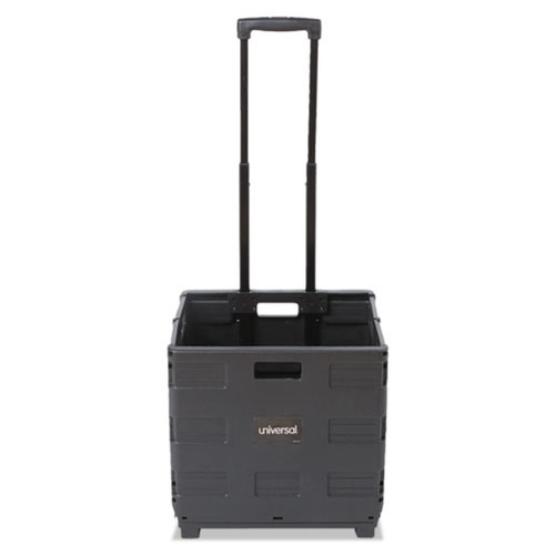 Office Jansan | Universal UNV14110 18-1/4 in. x 15 in. x 18-1/4 in. to 39-3/8 in. Collapsible Mobile Storage Crate - Black image number 0