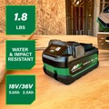 Batteries | Metabo HPT 380083M 18V/36V MultiVolt 5 Ah/2.5 Ah Water and Impact Resistant Lithium-Ion Battery image number 1