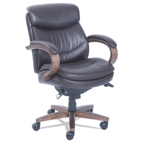 Office Chairs | La-Z-Boy 48963B 18.75 in. to 21.75 in. Seat Height Woodbury Mid-Back Executive Chair Supports Up to 300 lbs. - Brown Seat/Back, Weathered Sand Base image number 0