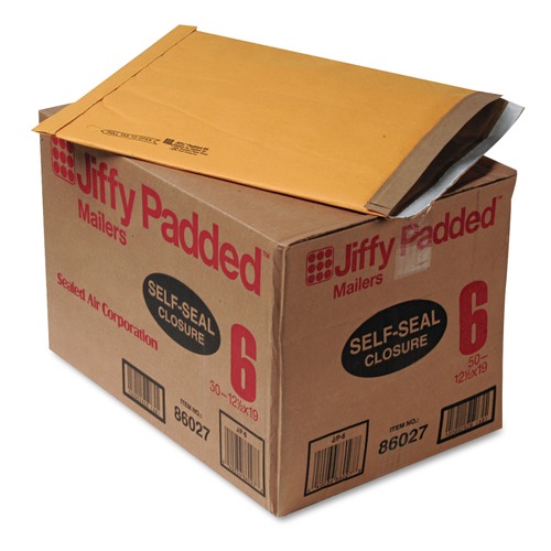 Office Jansan | Sealed Air 64371 12.5 in. x 19 in. #6 Jiffy Padded Mailer - Natural Kraft (50/Carton) image number 0
