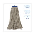 Mops | Boardwalk BWKCM22024 24 oz. Lie-Flat Cotton Fiber Mop Heads - White (12/Carton) image number 3