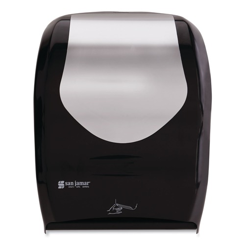 Paper Towel Holders | San Jamar T1470BKSS 16.5 in. x 9.75 in. x 12 in. Smart System with iQ Sensor Towel Dispenser - Black/Silver image number 0