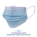 Masks | Boardwalk MS2000BX 3-Ply General Use Face Mask - Blue (50/Box) image number 2