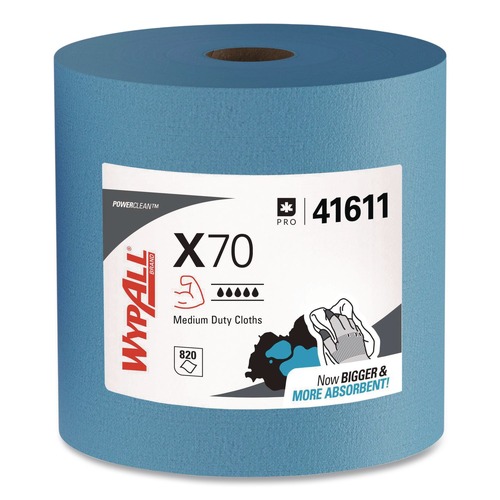 Office Jansan | WypAll 41611 X70 12.4 in. x 12.2 in. Cloths - Jumbo, White (870/Roll, 1 Roll/Carton) image number 0