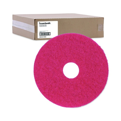 Cleaning & Janitorial Accessories | Boardwalk BWK4015RED 15 in. Diameter Buffing Floor Pads - Red (5/Carton) image number 0