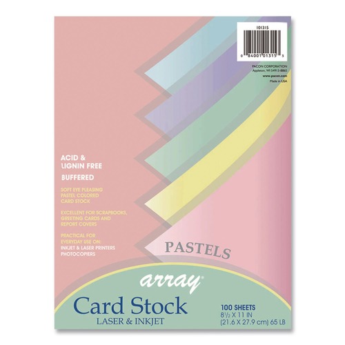 Office Jansan | Pacon P101315 Array 65 lbs. 8.5 in. x 11 in. Card Stock - Assorted Pastel Colors (100/Pack) image number 0