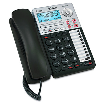 AT&T ML17939 Two Line Corded Speakerphone with Caller ID and Digital Answering System - Black