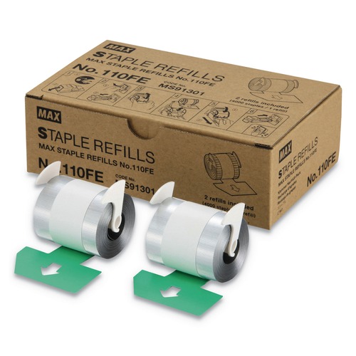 St. Patrick's Day Mystery Offer | MAX NO110FE No. 110FE 0.56 in. Leg 0.5 in. Crown Staple Refills - Silver (2 Cartridges/Box, 4000/Cartridge) image number 0