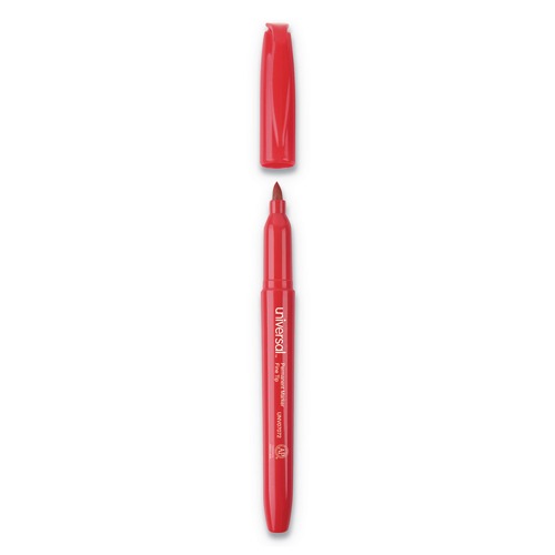 Customer Appreciation Sale - Save up to $60 off | Universal UNV07072 Fine Bullet Tip Red Ink Pen-Style Permanent Markers (1 Dozen) image number 0