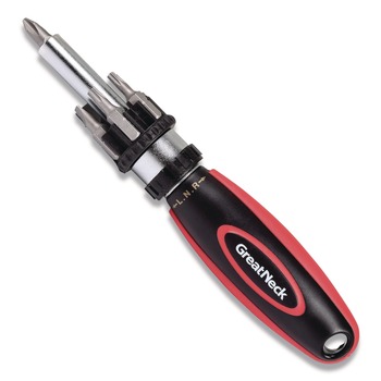 Great Neck 7 in. Long Phillips/Slotted/Star Bits Ratcheting Screw/Nut Driver Set - Black/Red