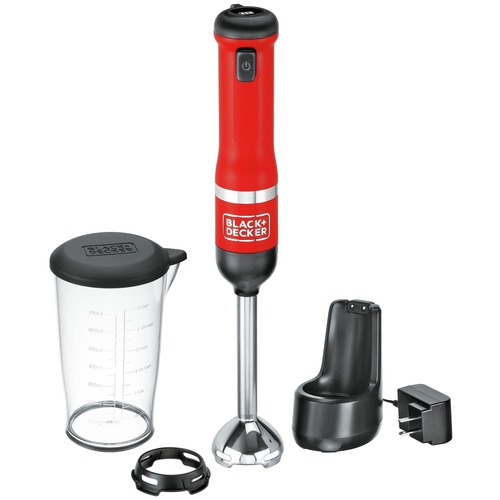 Black & Decker BCKM1011K06 Kitchen Wand Variable Speed Lithium-Ion Cordless Red Immersion Blender Kit