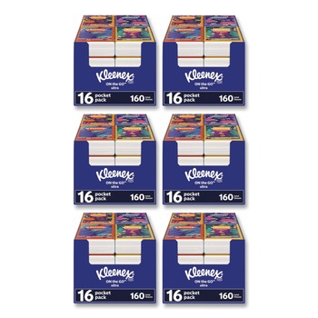 Kleenex 54635 On The Go Packs 3-Ply Facial Tissues - White (6/Carton)
