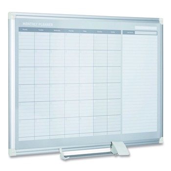 MasterVision GA0597830 48 in. x 36 in. Magnetic Dry Erase 1-Month Calendar Board - White Surface, Silver Aluminum Frame