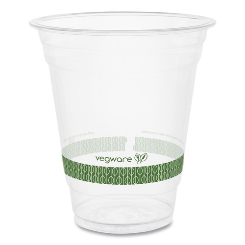Cups and Lids | Vegware R360Y-G 12 oz. 96-Series Compostable Cold Cup - Clear/Green (1000/Carton) image number 0