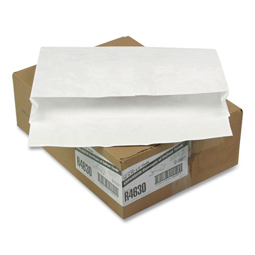 Pens | Survivor QUAR4630 10 in. x 15 in. No. 15 Lightweight 14 lbs. Tyvek Open End Expansion Mailers - White (100/Carton) image number 0