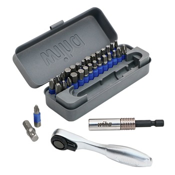 Wiha Tools 76889 32-Piece GoBox TerminatorBlue Impact Bit Set with Mini Ratchet