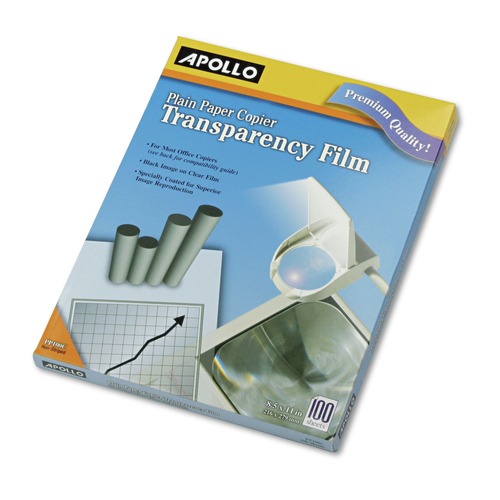 Office Jansan | Apollo VPP100CE-A 8.5 in. x 11 in. Plain Paper Transparency Film - Black on Clear (100/Box) image number 0