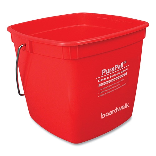 Pails | Boardwalk 5506-6S PuraPail 6 qt. Polypropylene Bucket - Red/White image number 0