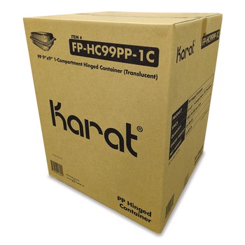 Karat Polypropylene Plastic Hinged Container 9.35 x 9.22 x 3.17 Clear Plastic 50/Pack 4 Packs/Carton