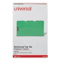  | Universal UNV13526 Deluxe Reinforced 1/3-Cut Top Tab Legal Size Folders with Fasteners - Green (50/Box) image number 2