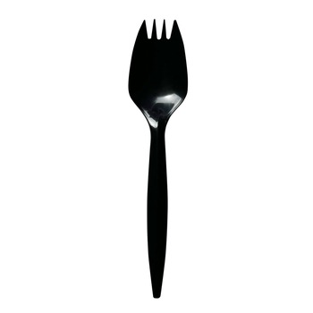 Boardwalk Mediumweight Polypropylene Plastic Spork Cutlery - Black (1000/Carton)