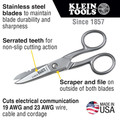 Scissors | Klein Tools 2100-9 Electrician's 5-1/4 in. Stainless Steel Scissors with Stripping Notches image number 4