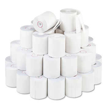 PM Company 7832 Carbonless 3 in. x 90 ft. Impact Printing Paper Rolls - White (50 Rolls/Carton)