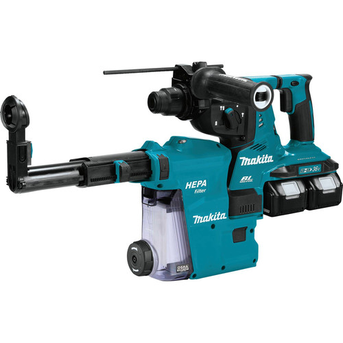 Concrete Dust Collection | Makita XRH08PTW 18V X2 (36V) LXT Brushless Lithium-Ion 1-1/8 in. Cordless SDS-Plus HEPA Dust Extractor AVT Rotary Hammer Kit with 2 Batteries (5 Ah) image number 0