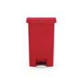 Trash & Waste Bins | Rubbermaid Commercial 1883566 Streamline 13-Gallon Front Step Style Resin Step-On Container - Red image number 1
