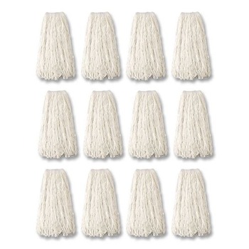 Rubbermaid Commercial 12-Piece 24 oz. Economy Cut-End Rayon Mop Head with 1 in. Band (White)