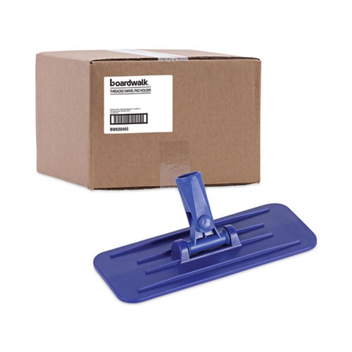 Mops | Boardwalk 528170 4 in. x 9 in. Plastic Swivel Pad Holder - Blue (12/Carton) image number 0