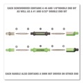 Screwdrivers | GreatNeck 22537 5.38 in. Long Phillips/Slotted Bits Metric Sockets 6-Way Pen-Style Screw/Nut Driver - Black/Green, Green/Clear (4/Pack) image number 5