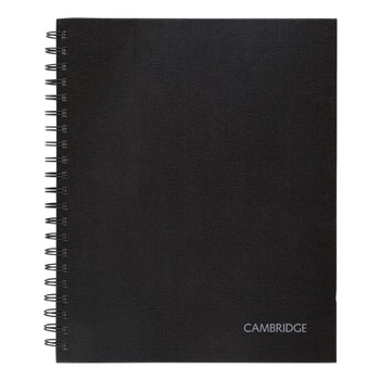 Cambridge Limited 06100 1 Subject Wide/Legal Rule 8.5 in. x 11 in. Hardbound Notebook with Pocket - Black Cover (96 Sheets)