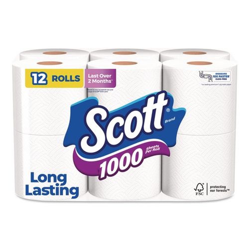 Toilet Paper | Scott 10060 1-Ply 4.1 in. x 3.7 in. Septic Safe Toilet Paper - White (48/Carton) image number 0