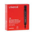 Universal UNV07051 Broad Chisel Tip Black Ink Permanent Markers (1 Dozen) image number 1