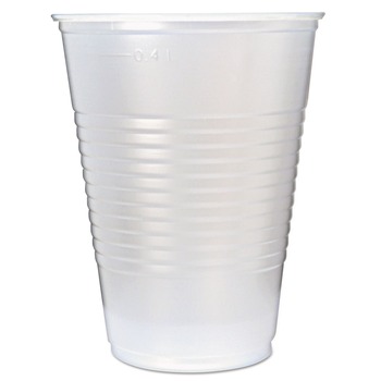 Fabri-Kal RK 16 oz Ribbed Plastic Cold Drink Cups - Translucent (50/Sleeve, 20 Sleeves/Carton)