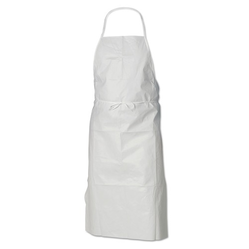 Bib Overalls | Ansell KCC 44481 28 in. x 40 in. A40 Film Laminate Liquid/Particle Protection Apron - White (100/Carton) image number 0