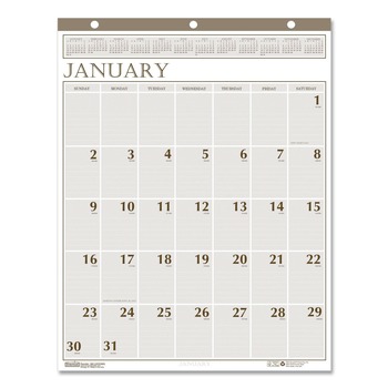 House of Doolittle 12-Month (Jan to Dec): 2026 20 in. x 26 in. Large Print Recycled Monthly Wall Calendar - Beige Sheets