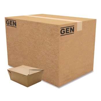GEN Reclosable 110 oz. Paper Take-Out Box - Kraft (160/Carton)