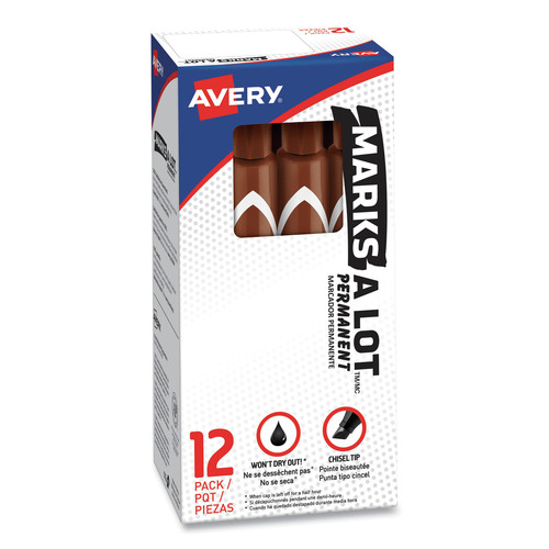 Office Jansan | Avery 08881 Broad Chisel Tip Large Desk-Style MARKS A LOT Permanent Marker - Brown (1-Dozen) image number 0