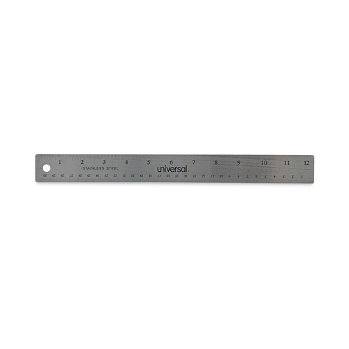 Rulers & Yardsticks | Universal UNV59023 12 in. Long Standard/Metric Stainless Steel Ruler with Cork Back and Hanging Hole image number 0